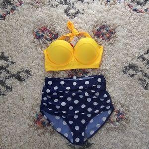 50's Retro High Waisted Bikini Halter Swimsuit